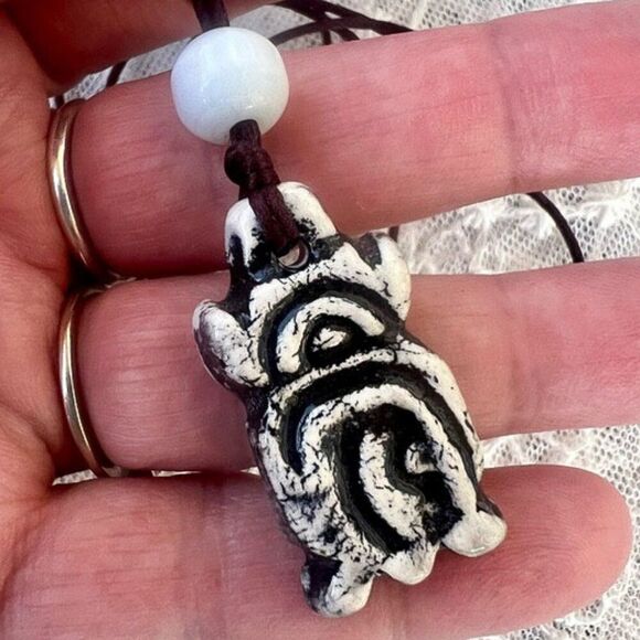 Fun Ceramic Tiki Totem Surfer Cord Necklace ~31” - Picture 2 of 8
